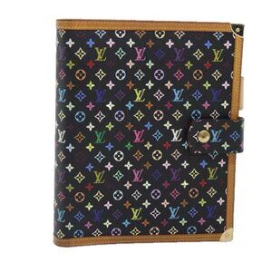 LOUIS VUITTON Multicolor Agenda GM Day Planner Cover Black R20893 LV Auth